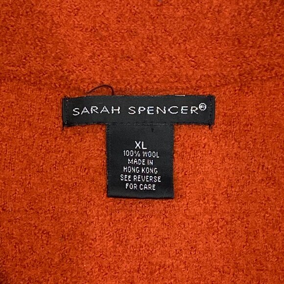 Sarah Spencer Wool Jacket XL Standup Collar Rust Zip Front Princess Seam Coat - Picture 10 of 12